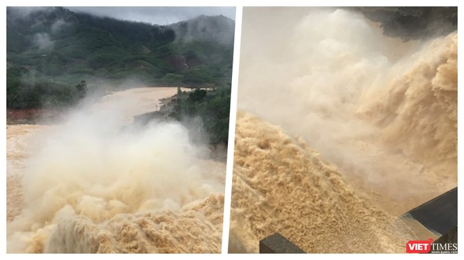 Mưa quá lớn, thuỷ điện Sông Tranh 2 và Đak Mi 4 xả lũ xuống hạ du Quảng Nam (Ảnh: HB ghép)