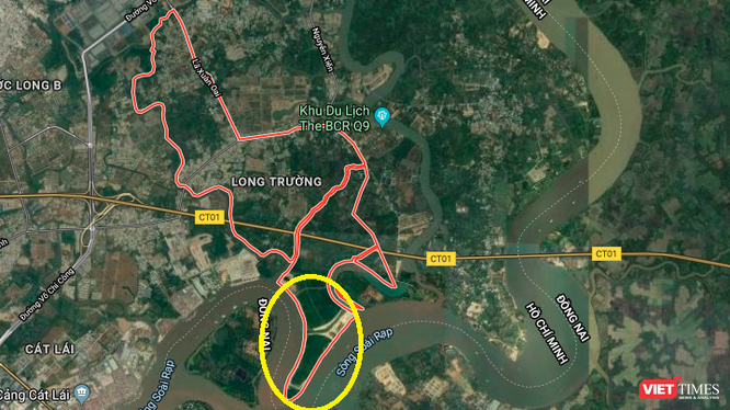 Vị trí dự án 156ha do Sài Gòn Gôn làm chủ đầu tư (Ảnh chụp màn hình - Nguồn: Google Maps)