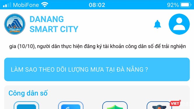 Ứng dụng DaNang Smart City, một trong những giải pháp chuyển đổi số trong dịch vụ hành chính công mà Đà Nẵng đang hướng đến phục vụ người dân