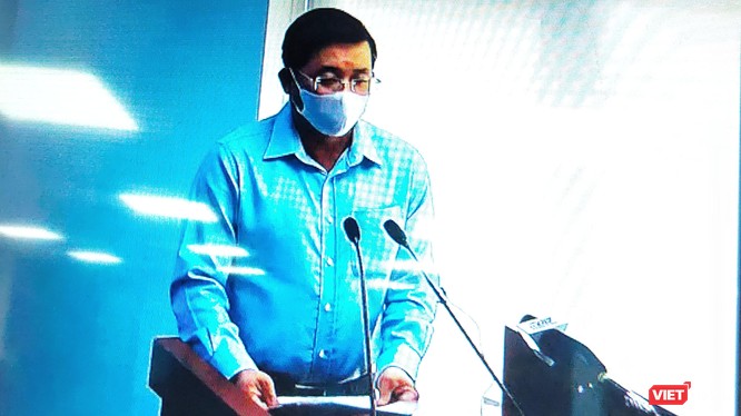 Ông Nguyễn Toàn Thắng, Giám đốc Sở TNMT TP.HCM tại cuộc họp báo chiều 28/3 (Ảnh chụp lại màn hình video ghi lại cuộc họp)