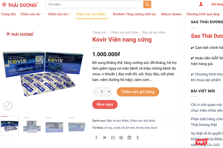 Bộ Cȏng thương: Viên nang Kovir của Cȏng ty CP Sao Thái Dương tӑꞑg giá bán đột biến