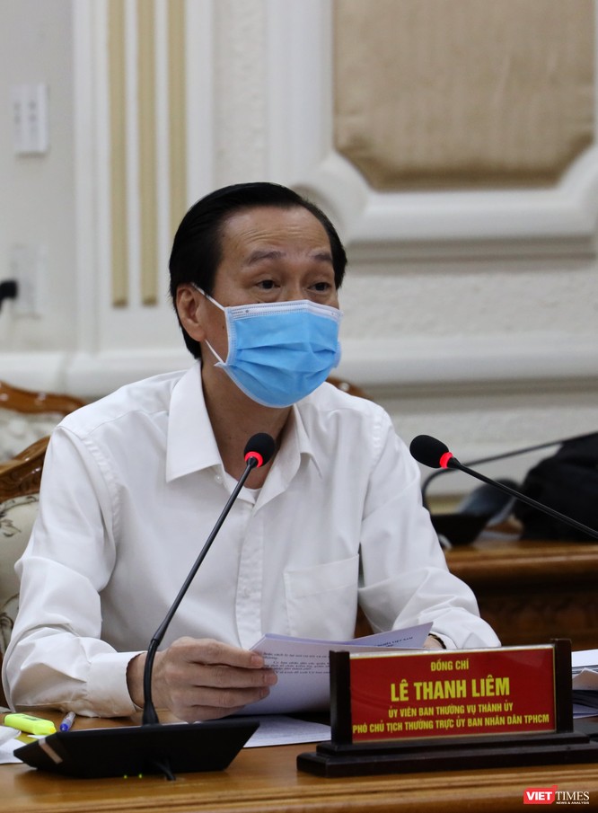 Phó Chủ tịch thường trực UBND TP.HCM Lê Thanh Liêm tại cuộc họp Ban chỉ đạo phòng, chống COVID-19 TP.HCM (Ảnh: TTBC)