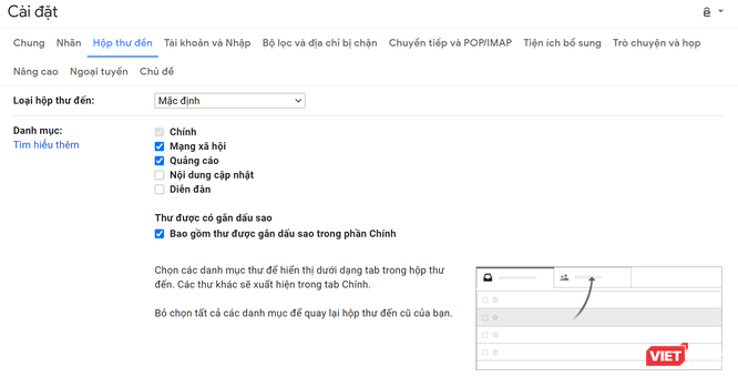 Ghim thanh hộp thư đến gmail