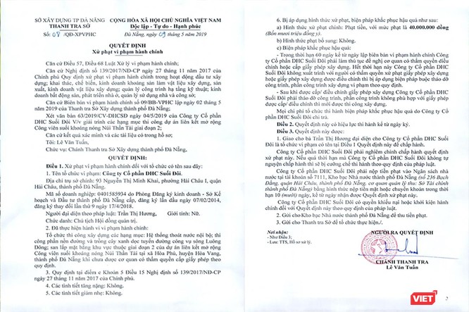 Đà Nẵng: Phạt tiền, yêu cầu dừng thi công nhiều hạng mục ở KDL Núi Thần Tài ảnh 1