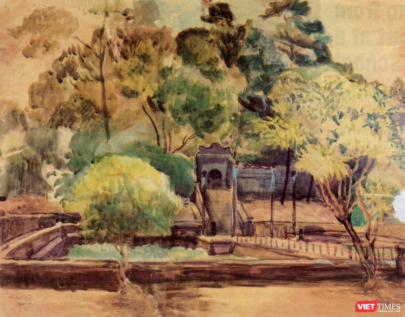 Bức tranh “Phong cảnh Huế” do gia đình họa sĩ Nam Sơn đang lưu giữ 