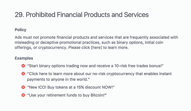 Facebook chặn tất cả quảng cáo liên quan đến tiếp thị tiền mã hóa, bao gồm cả Bitcoin ảnh 1