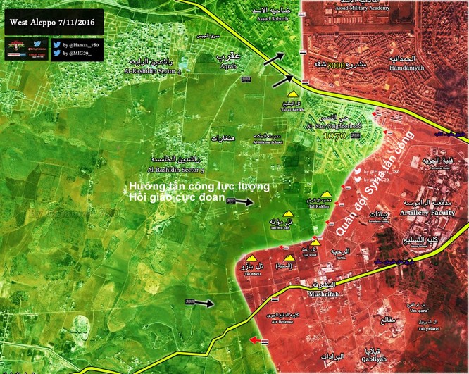 Quân đội Syria dội bão lửa đánh chiếm hành lang phía tây nam thành phố Aleppo(video) ảnh 1