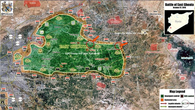 Vệ binh Syria tấn công dữ dội phiến quân khu vực ngoại vi Damacus ảnh 1