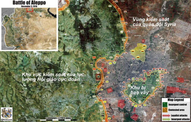 Tổng quan tình hình chiến sự Aleppo tính đến ngày 04.12.2016 theo al Masdars News