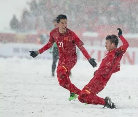 Các cầu thủ U23 Việt Nam trong trận