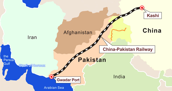 Tuyến đường sắt từ Trung Quốc dự kiến chạy qua Pakistan ra Ấn Độ Dương