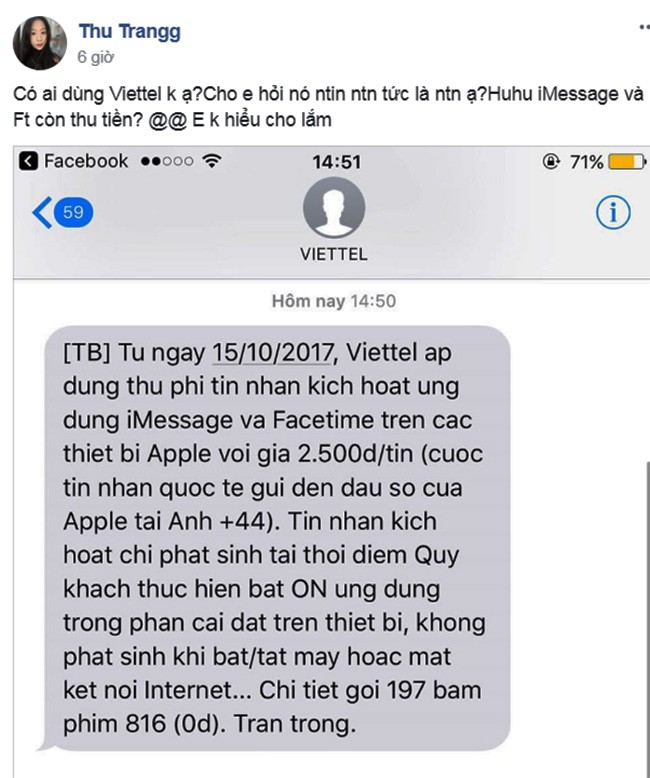 Thực hư chuyện Viettel tính phí kích hoạt iMessage và FaceTime ảnh 1