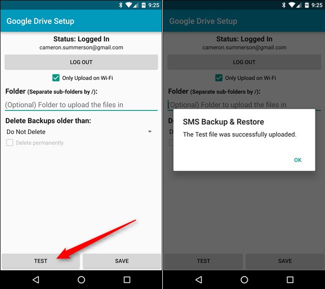 Backup tin nhắn SMS vào email, Dropbox, Google Drive ảnh 8
