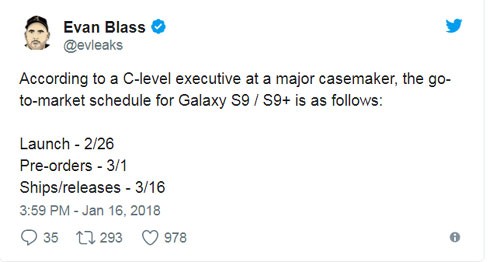 Galaxy S9 và S9+ sẽ ra mắt vào 26/2, bán vào 16/3? ảnh 1