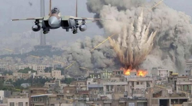 Máy bay Mỹ không kích tại Deir Ezzor.