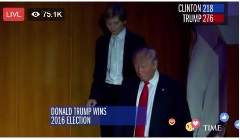 Vợ chồng ông Trump vui mừng vì thắng cử