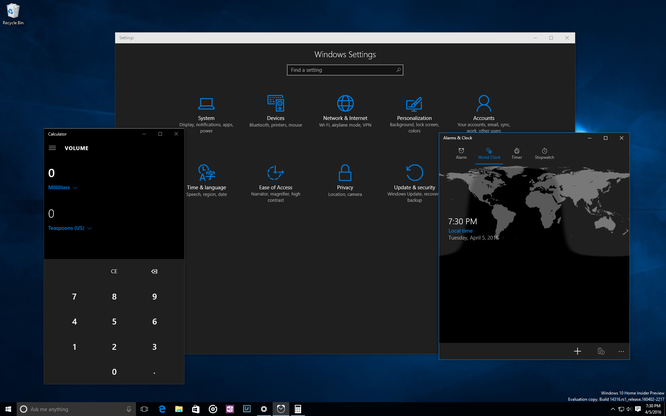 Đã có Windows 10 build 14316 Preview: giao diện đen, Cortana sync thông báo, Skype univesal, bash... ảnh 4