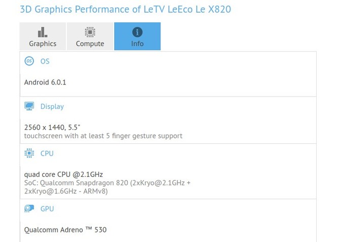 LeEco Le 2 xuất hiện trang bị 6GB RAM ảnh 1