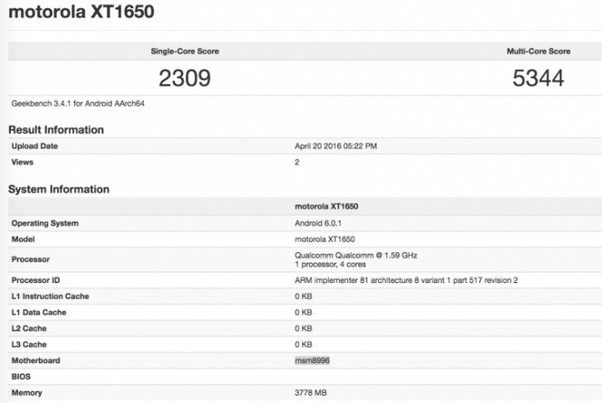 Moto X(2016) hiện thông số trên benchmarked với chip Snapdragon 820 và RAM 4GB ảnh 1