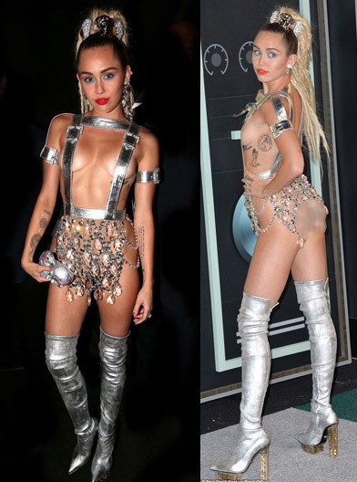 Miley Cyrus gây sốc với bộ đồ và những hành động 