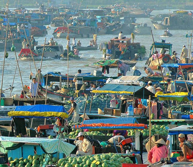 Hình ảnh thật của chợ nổi Cái Bè - Ảnh: Vinh Hiển