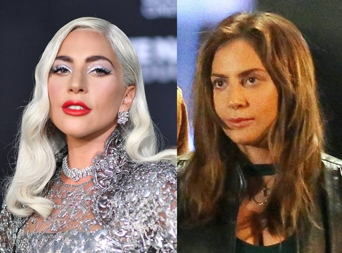 Hình ảnh của Lady Gaga trước và sau khi trang điểm