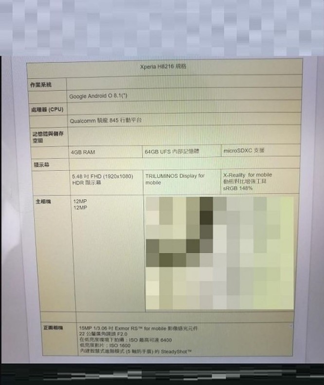 Lộ thông số phiên bản kế nhiệm Sony Xperia XZ1 (2018) ảnh 1