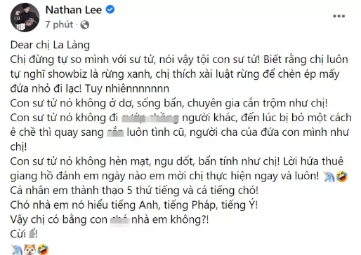 Nathan Lee lên tiếng đáp trả lời "cà khịa" của Xuân Lan ảnh 2
