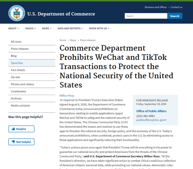Nóng: Mỹ chính thức tuyên bố cấm TikTok và WeChat ảnh 1
