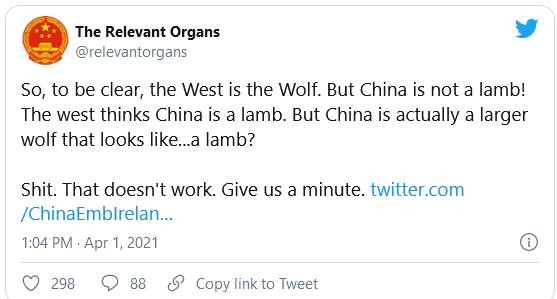Rúng động đoạn tweet khó hiểu về “Chiến lang” của sứ quán Trung Quốc ở Ireland ảnh 2