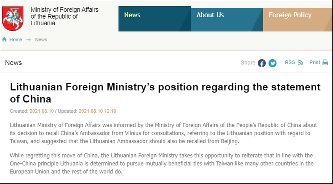 Quan hệ Trung Quốc – Litva căng thẳng, Trung Quốc rút đại sứ về nước ảnh 2