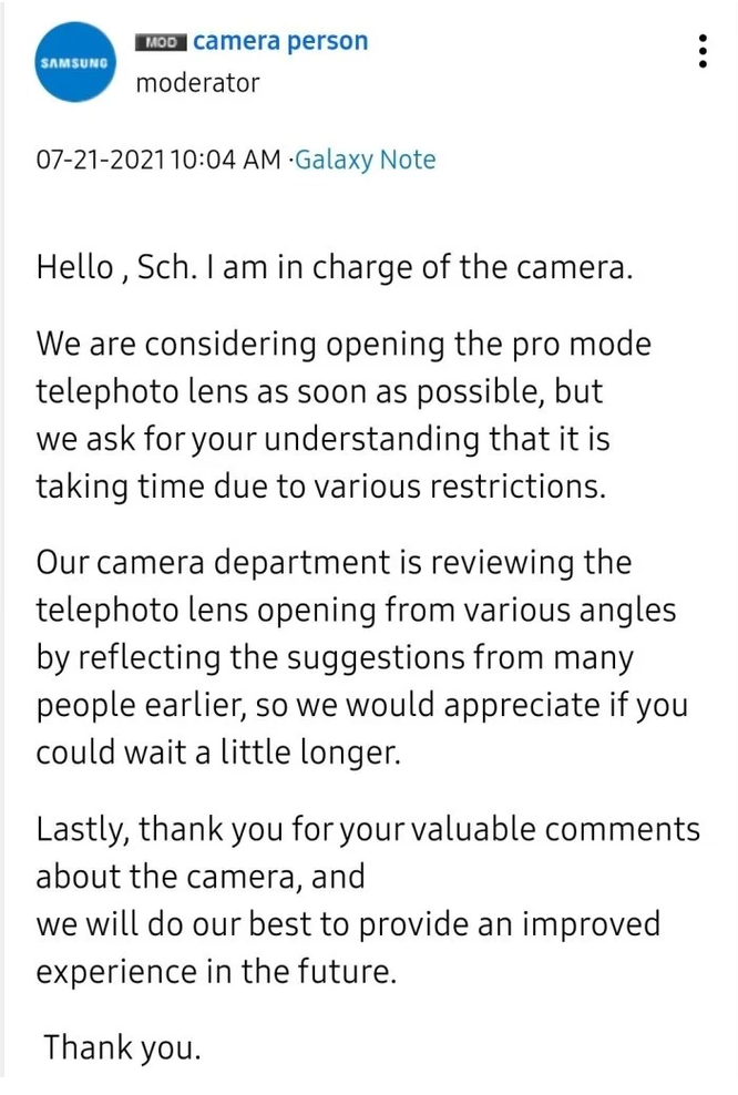 Các mẫu Flagship của Samsung sẽ sớm nhận được tính năng chụp ảnh chuyên nghiệp trên camera tele ảnh 1