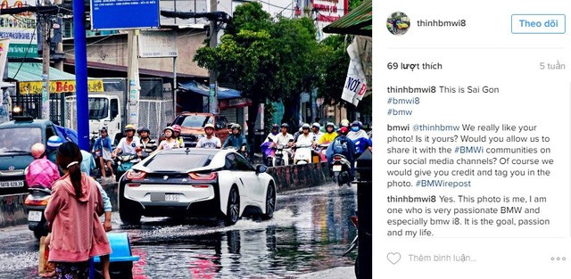 Hình ảnh BMW i8 lội nước tại Sài Gòn gây xôn xao trên mạng xã hội nước ngoài ảnh 3