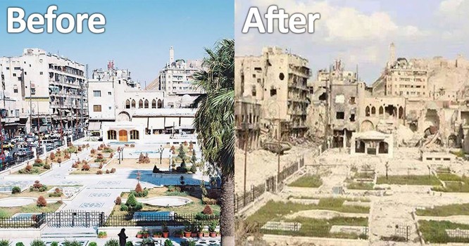 Hình ảnh đối lập trước và sau chiến tranh của Aleppo
