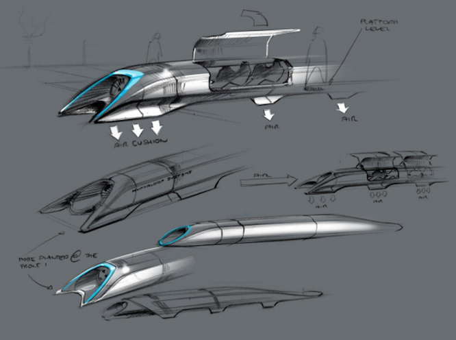 Phác thảo đầu tiên của Elon Musk về Hyperloop (năm 2013)