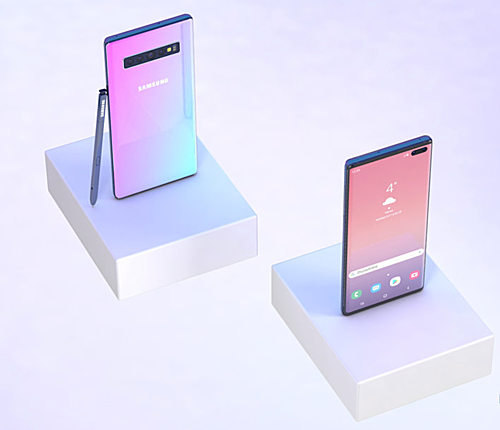 Galaxy Note 10 có thể sử dụng màu sắc Gradient đã được thử trước trên dòng Galaxy A. Ảnh: Phone Arena