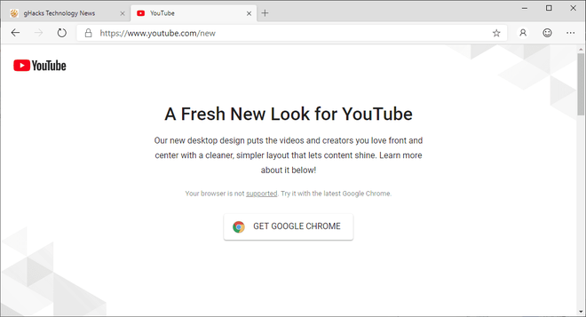 Google chặn không cho trình duyệt Edge mới của Microsoft truy cập thiết kế mới của YouTube ảnh 1