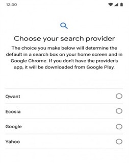 Một ví dụ về giao diện lựa chọn nhà cung cấp dịch vụ tìm kiếm trong tương lai, trên điện thoại Android.