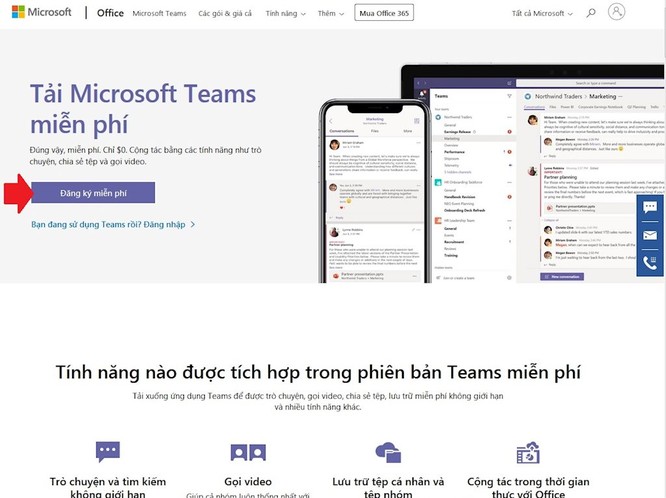 Đăng ký tài khoản Microsoft Teams miễn phí.