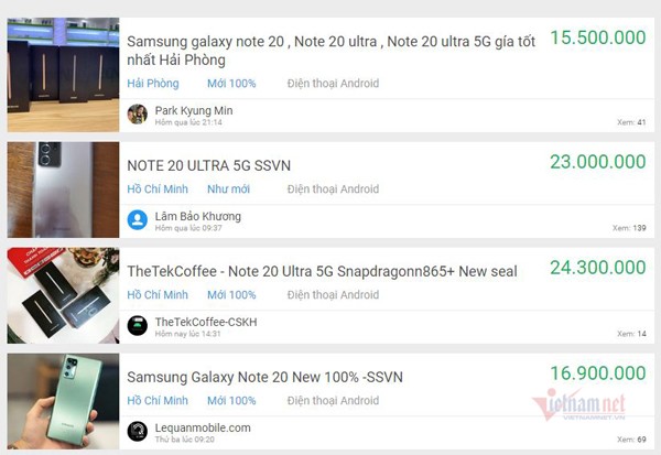 Dù chỉ vừa ra mắt, hàng loạt bài đăng rao bán Galaxy Note 20 đã xuất hiện với giá bán rất rẻ.