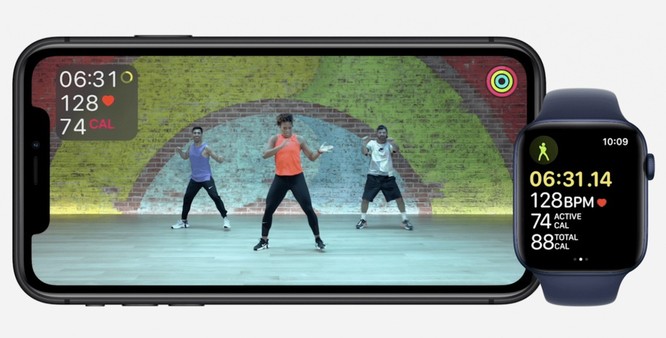 Điểm mạnh của Fitness+ là khả năng đồng bộ bài tập với Apple Watch, cho phép người dùng theo dõi tập luyện dễ hơn. Ảnh: Apple.
