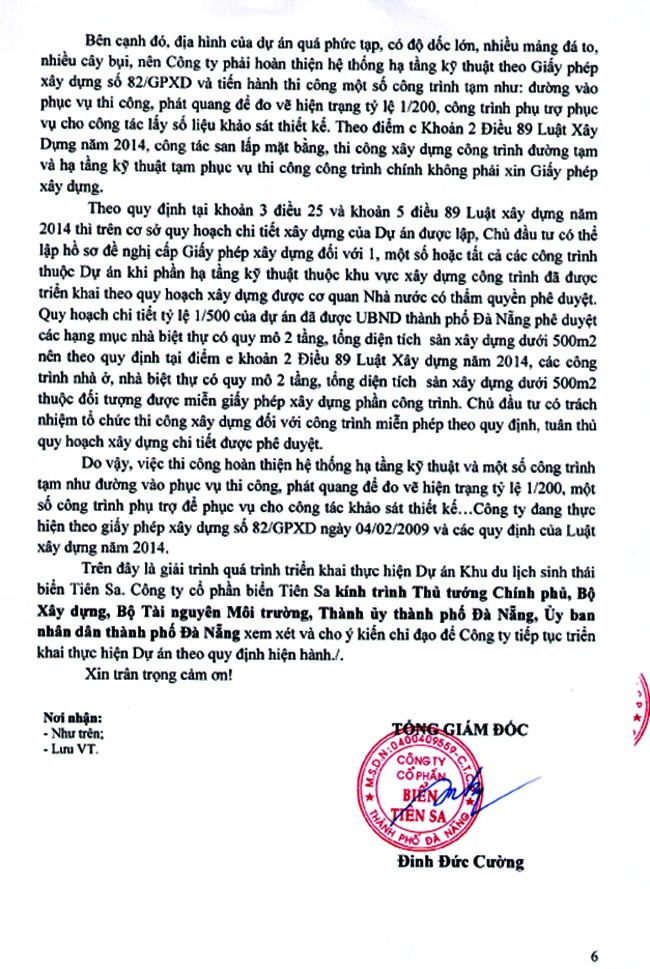Dự án, băm nát, Sơn Trà, chưa có báo cáo tác động môi trường, tháo đỡ, phản pháo, khu nghỉ dưỡng, Biển Tiên Sa