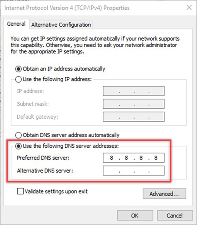 Để không bị lọc nội dung qua OpenDNS, bạn thiết lập lại DNS server trên thiết bị sang 8.8.8.8, là DNS của Google.