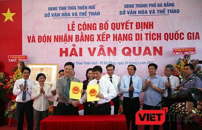VietTimes, Đà Nẵng, Thừa Thiên Huế, Bằng Di tích văn hóa lịch sử quốc gia, Hải Vân Quan, Bộ VH-TT-DL, công nhận