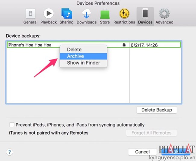 Lưu trữ hai bản sao lưu iOS 10 và iOS 11 riêng biệt