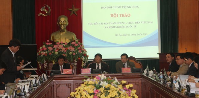 Hội thảo về đề tài “Thu hồi tài sản tham nhũng - thực tiễn Việt Nam và kinh nghiệm quốc tế” diễn ra sáng 13/3.