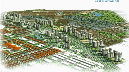 Phối cảnh Khu đô thị mới Thạch Thất (nguồn: website Tập đoàn Nam Cường)