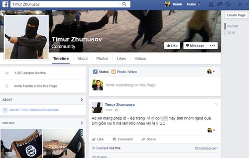 Giả mạo Facebook của thành viên IS gây hoang mang tại Việt Nam ảnh 2