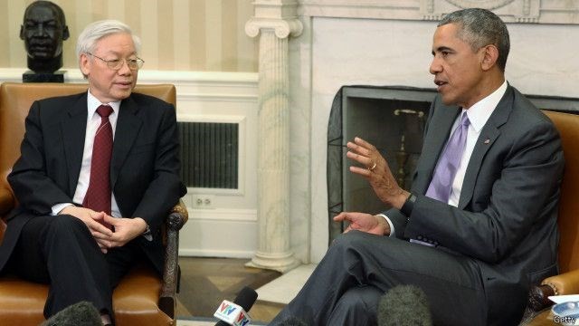 Tổng Bí thư Nguyễn Phú Trọng và Tổng thống Obama trong cuộc hội đàm chưa từng có tiền lệ