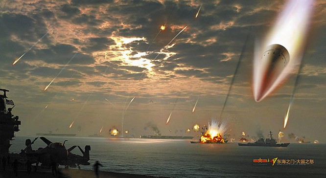 Mô phỏng cảnh quân đội Trung Quốc tấn công tiêu diệt hạm đội Mỹ của cư dân mạng Trung Quốc
